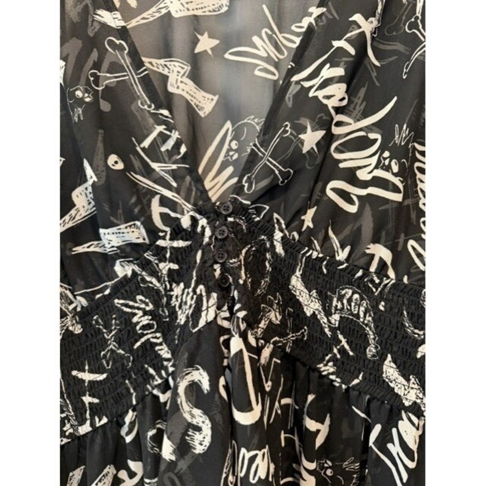 Live 4 Truth 3X Graffiti Asymmetrical High Low Dress Duster Black White